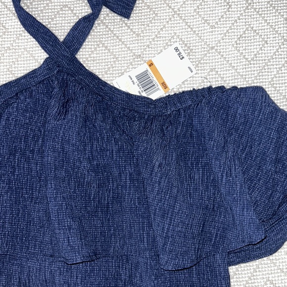 NWT Michael Kors Off the Shoulder Neck Tie Shirt - Picture 3 of 5